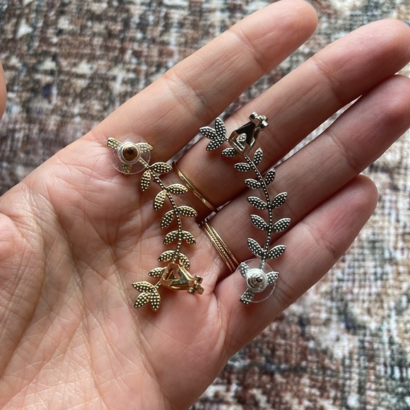 Set of silver and gold earring / ear cuff - Picture 3 of 4